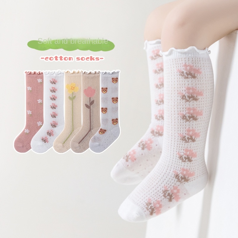 HOT QIIOOAHKTY 524 4 Pairs lot Girl Socks Cute Cotton Baby Knee Socks