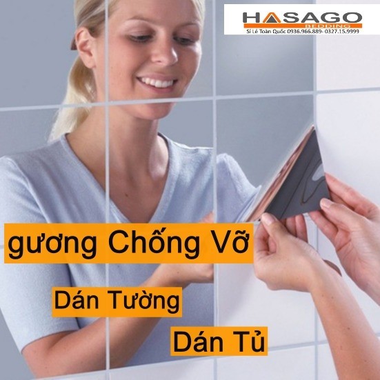 Gương treo Dán Tường toàn thân chống vỡ gương soi - dán tủ quần áo - hình vuông gương mềm chống vỡ