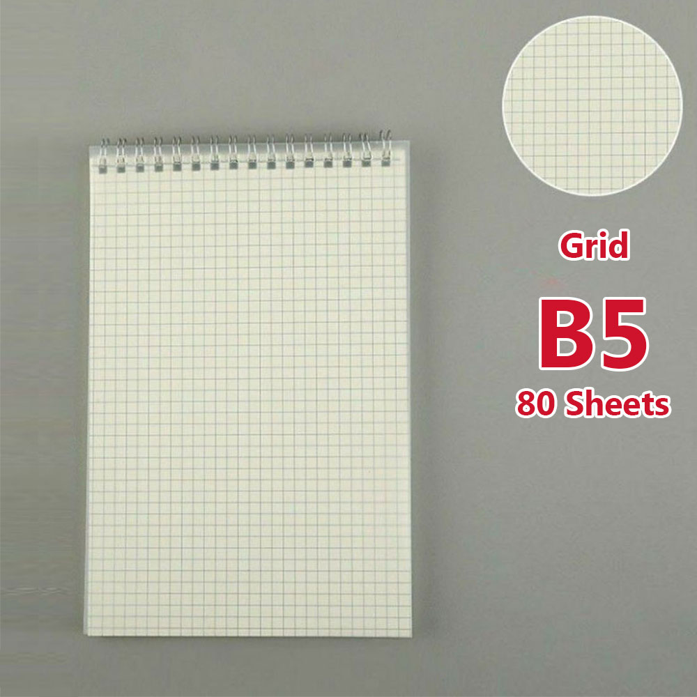 A5/B5 Clear Cover Steno Notebook Dotted Blank Grid Lined Pages Premium School Stationery