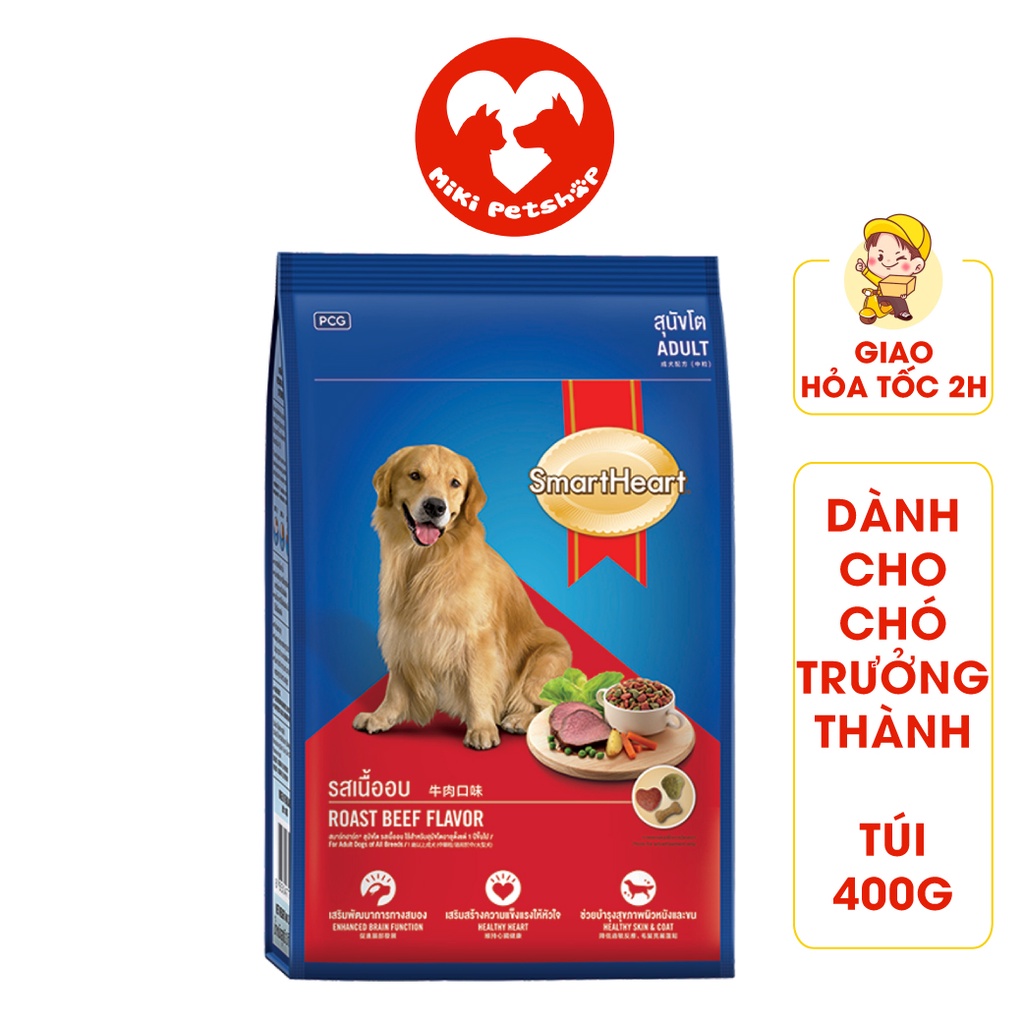 Thức Ăn Cho Chó Hạt Smartheart Adult 400g Vị Bò Dành Cho Chó Lớn - Miki Petshop