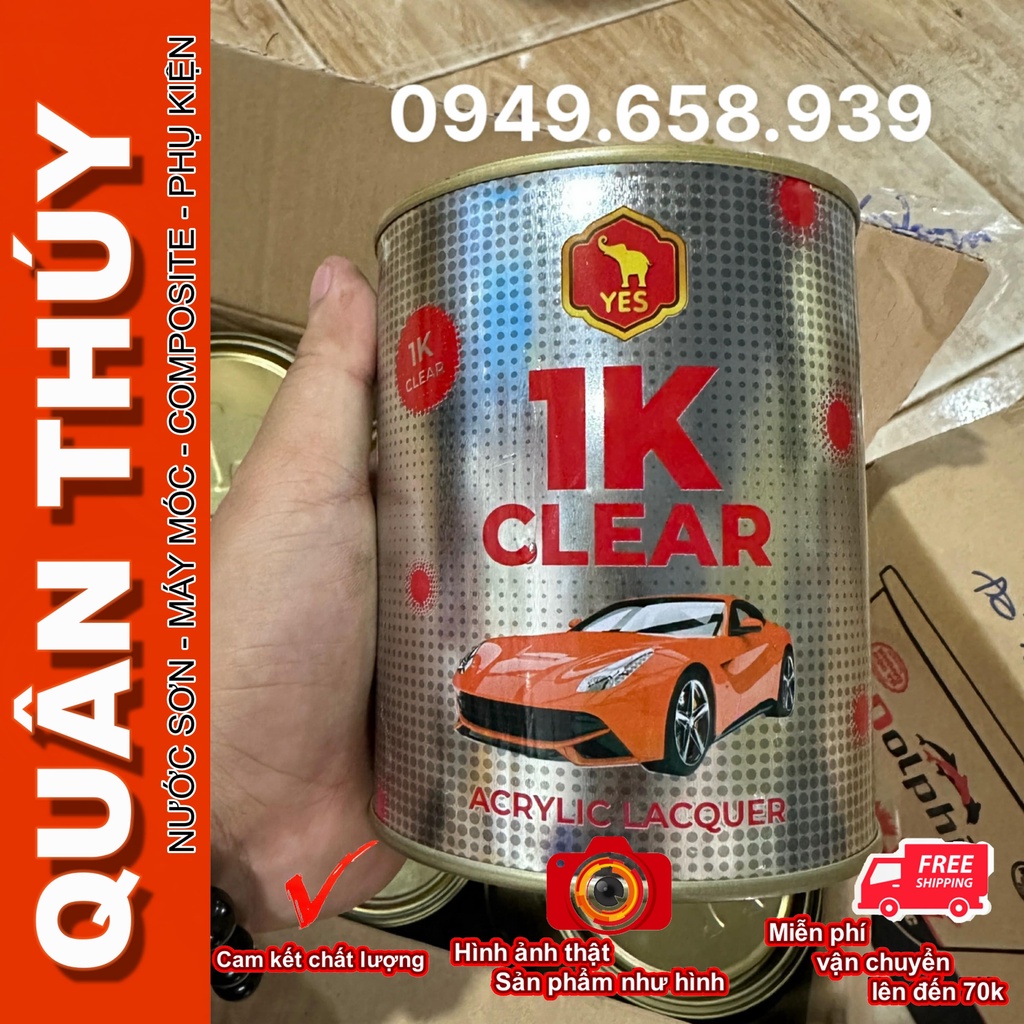 Dầu Bóng, Sơn Bóng 1K Clear Yes  - Thay Thế Sơn Bóng 2K ( Sơn bóng 1K YES PAINT ) - 1 lon