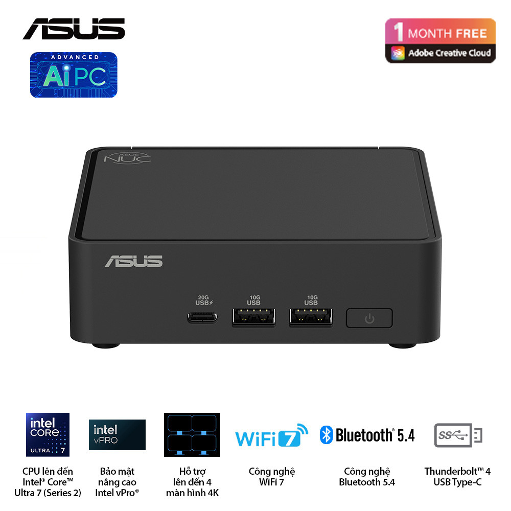 PC Mini Asus NUC 15 PRO Slim BNUC15CRLIP00000 (U300 | 2xDDR5-5200 | 1xNVMe | 2x HDMI 2.1 | 1x Type-C | VESA MOUNT)