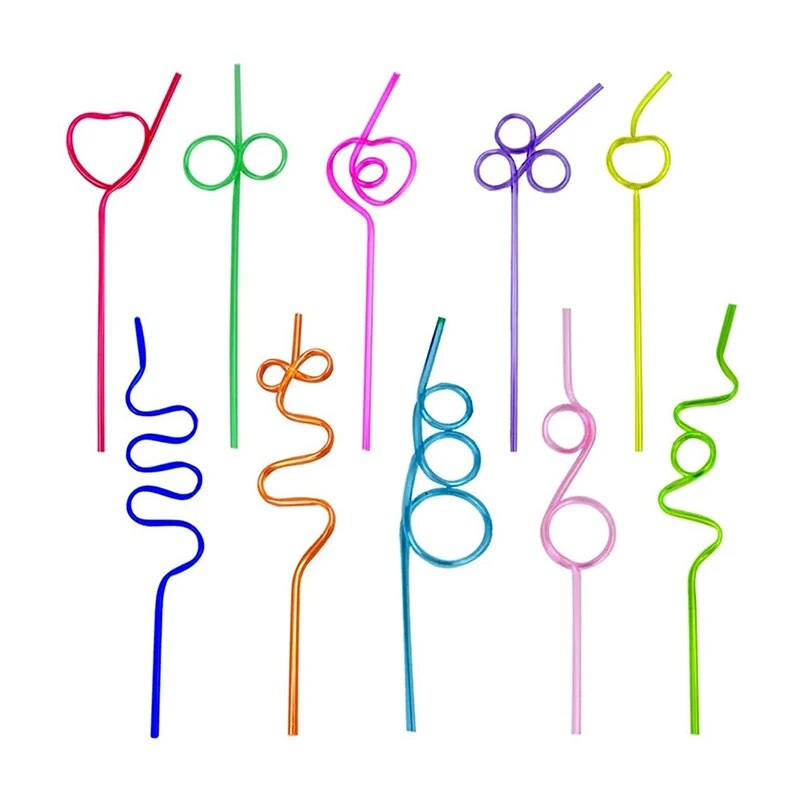 【Exclusive Discount】 10pcs Funny Soft Plastic Curly Loop Straw Flexible Drinking Kids Party Bar Accessories