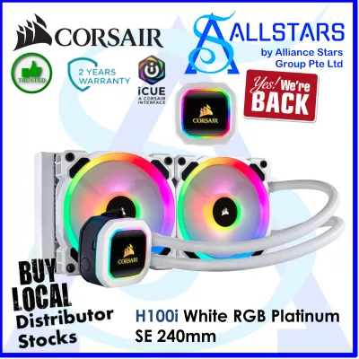 (ALLSTARS : We Are Back / DIY Promo) CORSAIR H100i RGB Platinum SE (White Edition) 240mm Liquid CPU Cooler (CS-CW-9060042-WW) (Warranty 5years with Convergent)