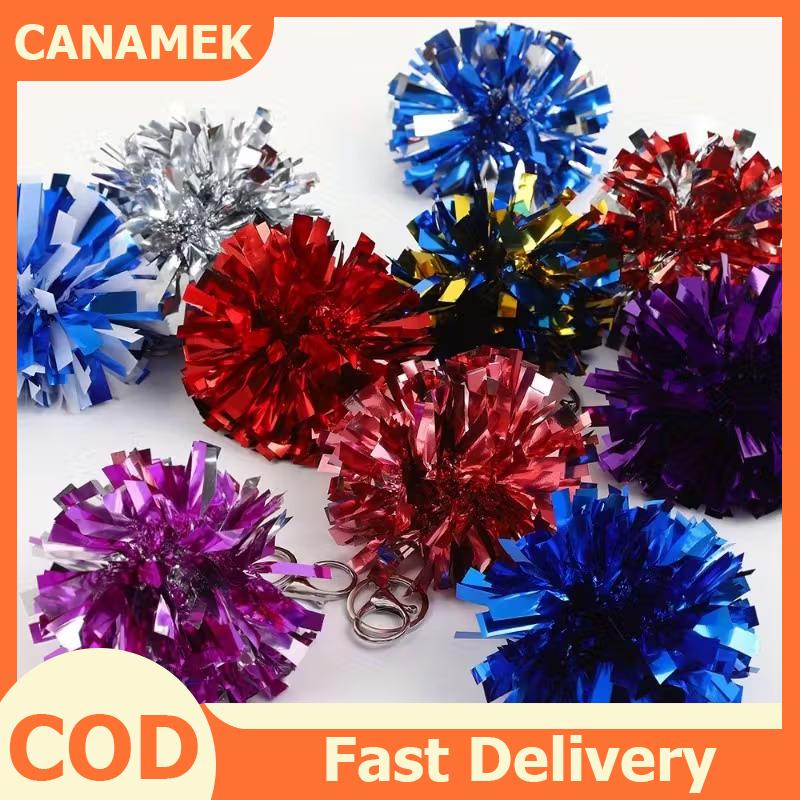 CANAMEK Đầy màu sắc cổ vũ Pom Pom móc khóa cổ vũ cổ vũ Keyring quyến rũ lá Túi Mặt dây chuyền Đảng ủng hộ phụ kiện khiêu vũ Quà Tặng