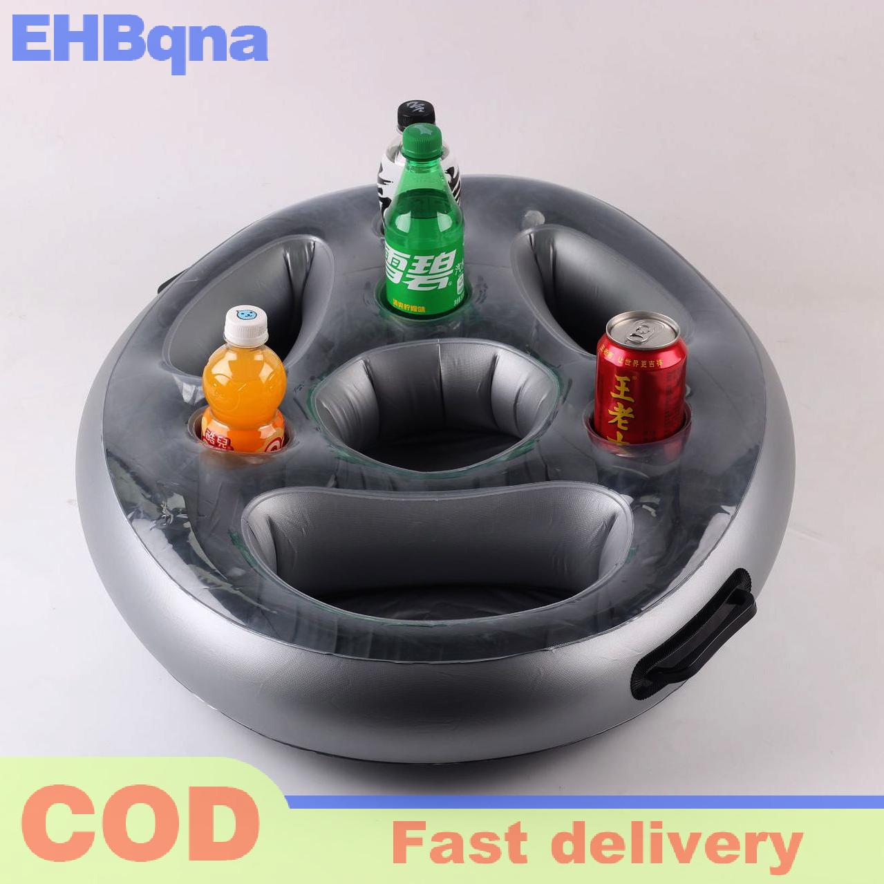 EHBqna ที่วางแก้วในทะเลสำหรับฤดูร้อนที่วางถ้วยแบบเป่าลมชายหาดเล่นน้ำสำหรับงานเลี้ยงครอบครัวถาดดื่มเบียร์แบบลอยอุปกรณ์เสริมสำหรับโต๊ะของเล่น ราคา 176 บาท*ส่งฟรี