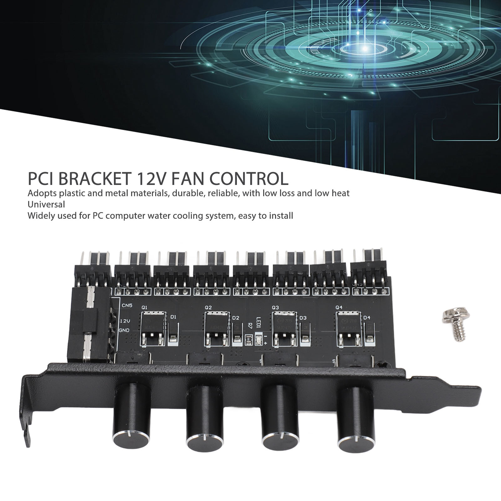 Garosa Bộ Điều Khiển Tốc Độ Quạt Làm Mát 12V 4 Núm Giao Diện 4PIN / 3PIN Khả Năng Tương Thích Rộng Khe Cắm PCI PC 8 Kênh Hub Quạt Lắp Đặt Dễ Dàng Cho Vỏ CPU Giá 157,000 Đồng*Miễn phí vận chuyển
