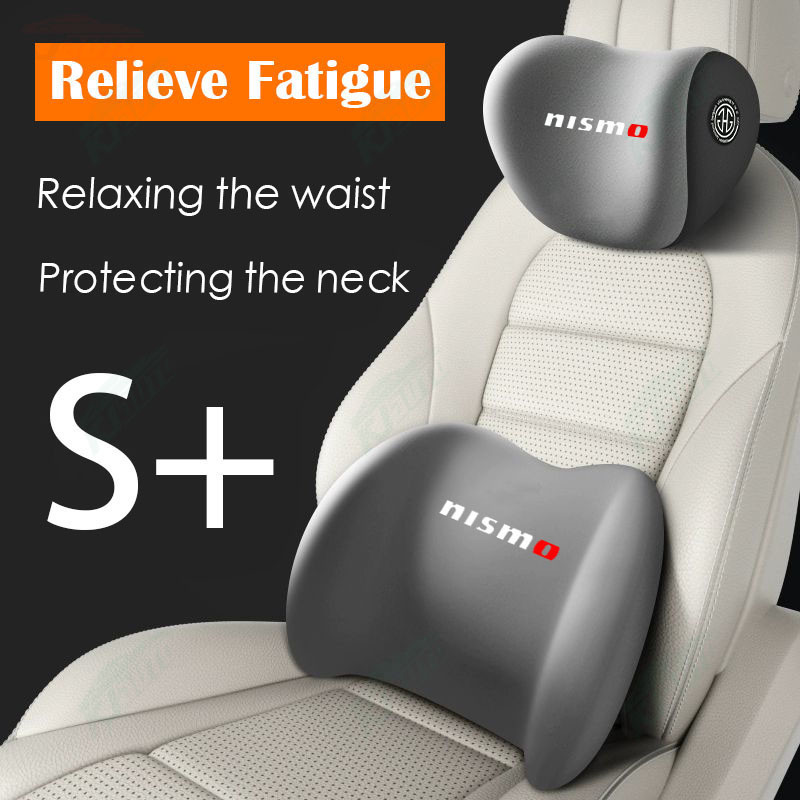 【Headrest & Lumbar Pillow】 Nissan Nismo Relieve Fatigue - Protect Neck & Shoulders - Memory Foam Core - Ultimate Driving Companion for Kicks Navara Versa Liniva Np300 Sentra March ราคา 164 บาท*ส่งฟรี