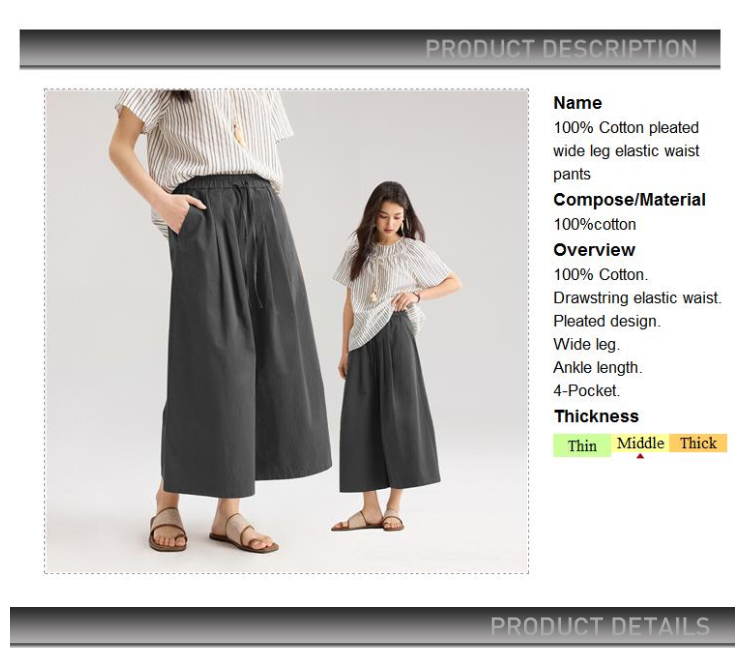 Giordano Women 100% Cotton pleated wide leg elastic waist pants Free Shipping 18425202 · v2
