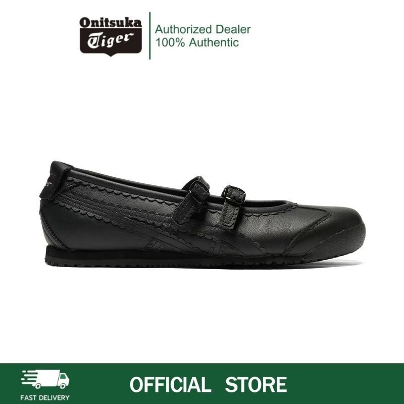 【Fast Shipping】 Tiger Shoes ΜEXICO 66 TGRS Spring/Summer/Autumn Women's Classic Retro Ballet Shoes Fashionable and Comfortable Mary Jane Princess Shoes Flat Bottom Soft Non slip Casual Shoes Black