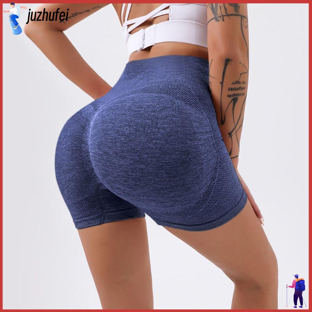 JUZHUFEI Eo cao Quần soóc nữ Vải Quần áo Yoga Quần soóc tập gym Thời trang Nâng ngực Quần legging Phụ nữ