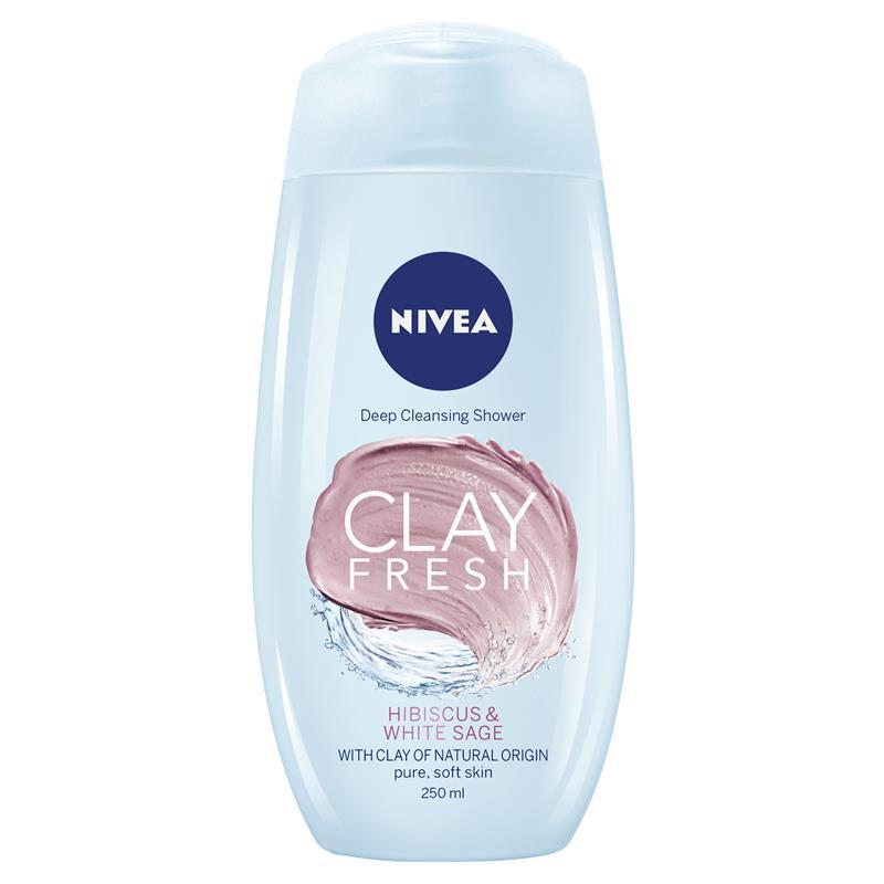Buy Nivea Shower Clay Fresh Hibiscus & White Sage 250ml - the power of natural kaolin clay in the shower,non-drying formula -Dermatologically Approved Singapore