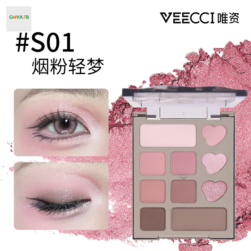 Bảng Phấn Mắt Mười Màu Veecci Bột Khói Qingmeng S01