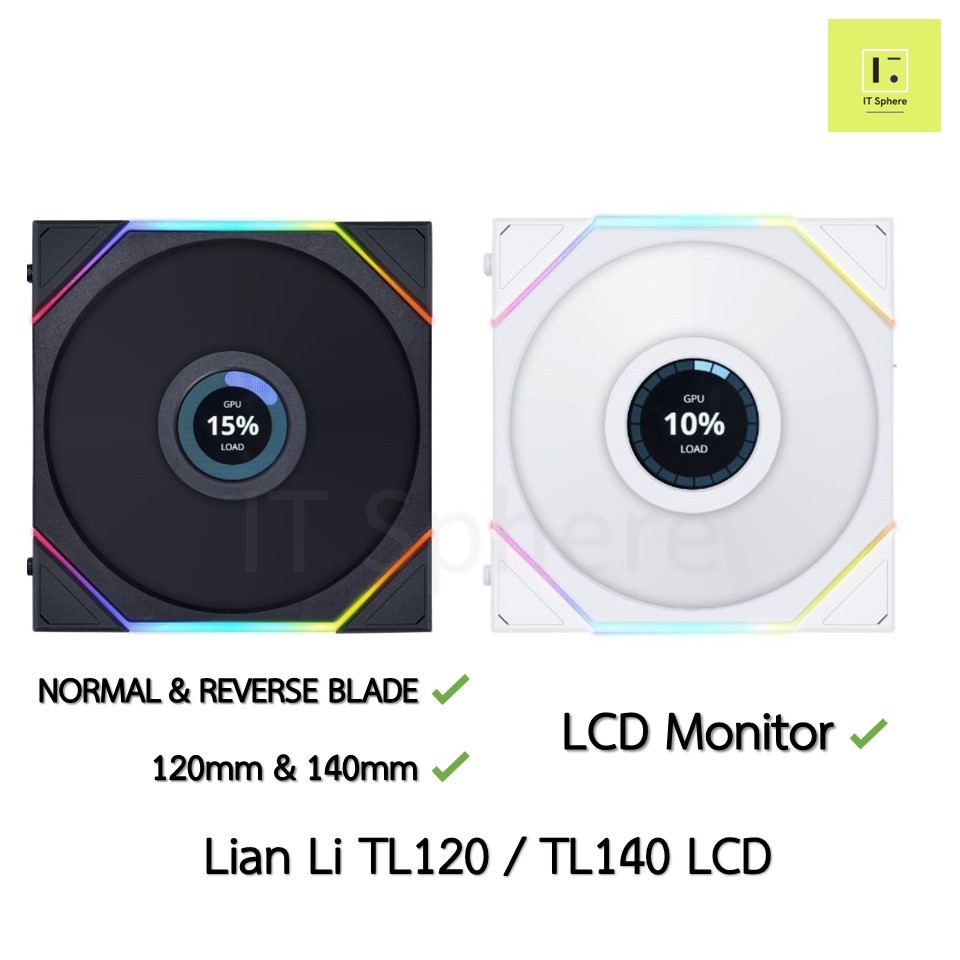 [Tl Lcd Sucks In/Blew Out Air] Fancase Lian Li Tl Lcd Rgb Black White 120mm 140mm Case Fan Reverse Tl120 Tl140 Screen Lianli Fan ราคา 1,890 บาท*ส่งฟรี