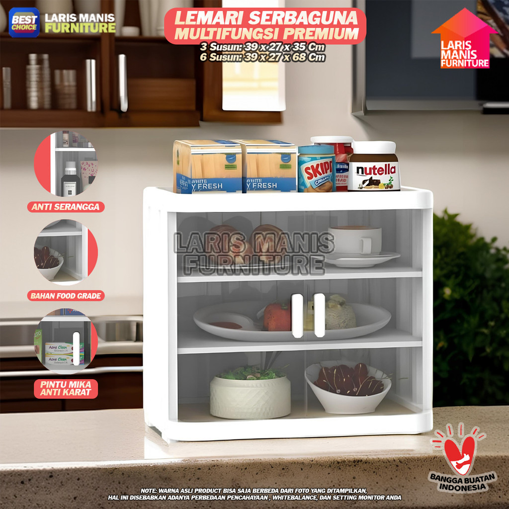Multifunctional Food Cabinet Naiba Bistro Multi-Purpose Shelf Transparent Closed Food Storage Harga 79,400 rupiah*Gratis Ongkir