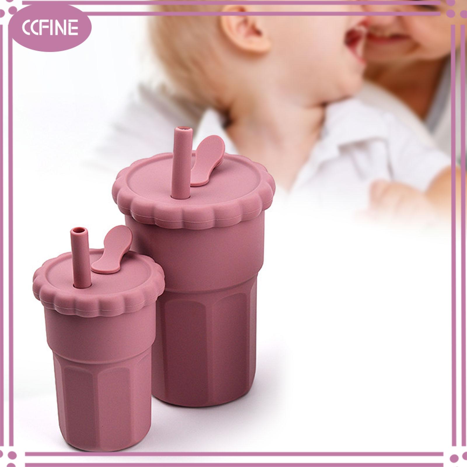 Ccfine 2 Miếng Silicone cốc huấn luyện cốc silicon chống trượt leakproof không thể phá vỡ (17Oz 9oz) đào tạo Cốc có ống hút cho trẻ sơ sinh Quà Tặng