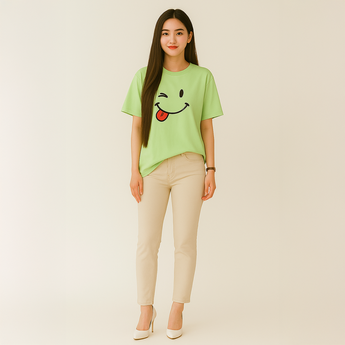 SA Traders Naughty Smile Printed T-Shirt For Women and Girls / Tshirts For Girls / Tshirts for Women / Women Tshirts / Girls Tops / Girls Tshirts / Dress For Girls