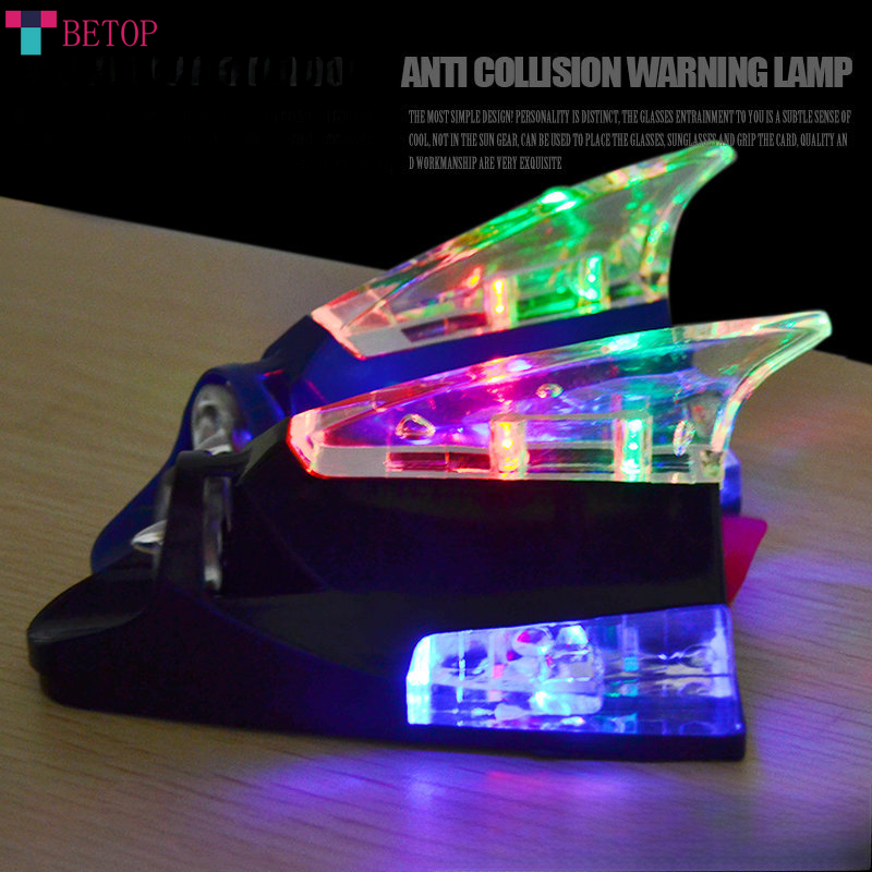 Teabelle   xe gió điện vây cá mập ăng ten LED Đèn Đèn Đuôi Xe cảnh báo tự động mái trang trí chống va chạm đèn sáng nhấp nháy