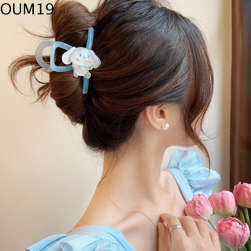OUM19 Nhựa Kẹp cá mập kuromi Không thấm nước Phụ kiện đội đầu Kẹp tóc hoạt hình Acrylic Thời trang Mèo Con Kẹp tóc giai điệu Phụ nữ