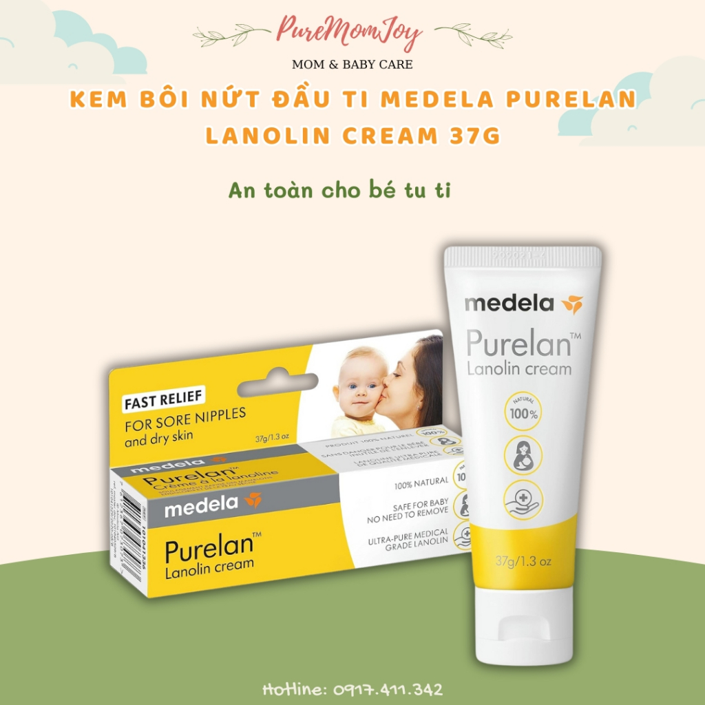 Kem bôi nứt đầu ti Medela Purelan lanolin cream 37g của Mỹ - - Dưỡng ẩm sâu: Lanolin cung cấp độ ẩm cần thiết cho da, giúp da mềm mại và đàn hồi hơn. - Tăng tốc quá trình lành thương: Tạo điều kiện thuận lợi cho các vết nứt nẻ nhanh chóng lành lại.