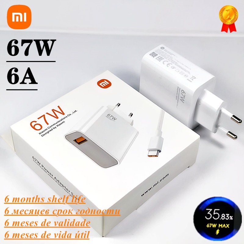 Xiaomi Charger 67W EU Original Fast Charge Power Adapter 6A Type C Cable For Xiaomi 12 11 POCO X5 X4