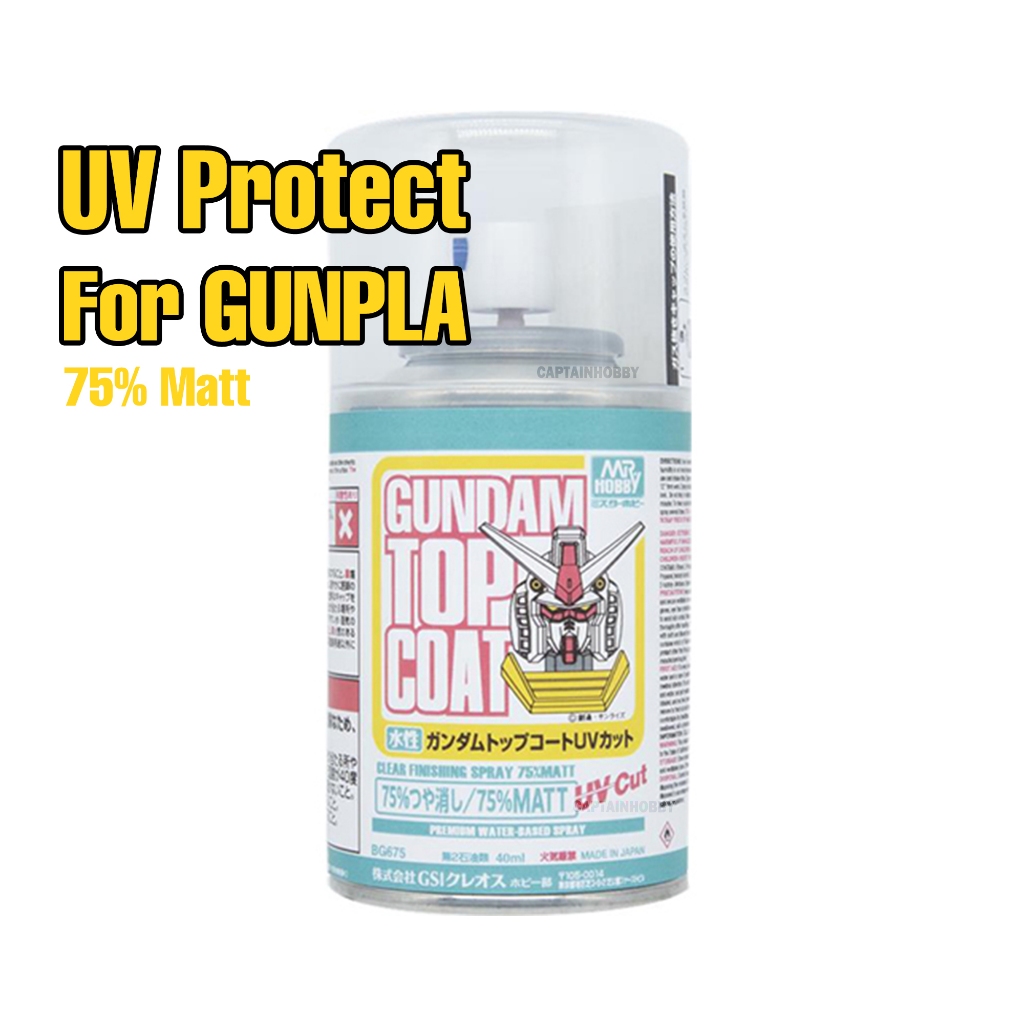 Mr.Hobby Gundam Top Coat Water-Based Spray 75% Semi-Matte UV Cut for Gunpla Models