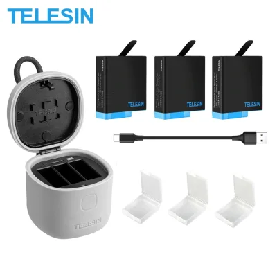 TELESIN Allin Box Battery Charger Storage Charging Case Kit Hub Memory Card Reader for GoPro HERO 8 7 6 5 BLACK