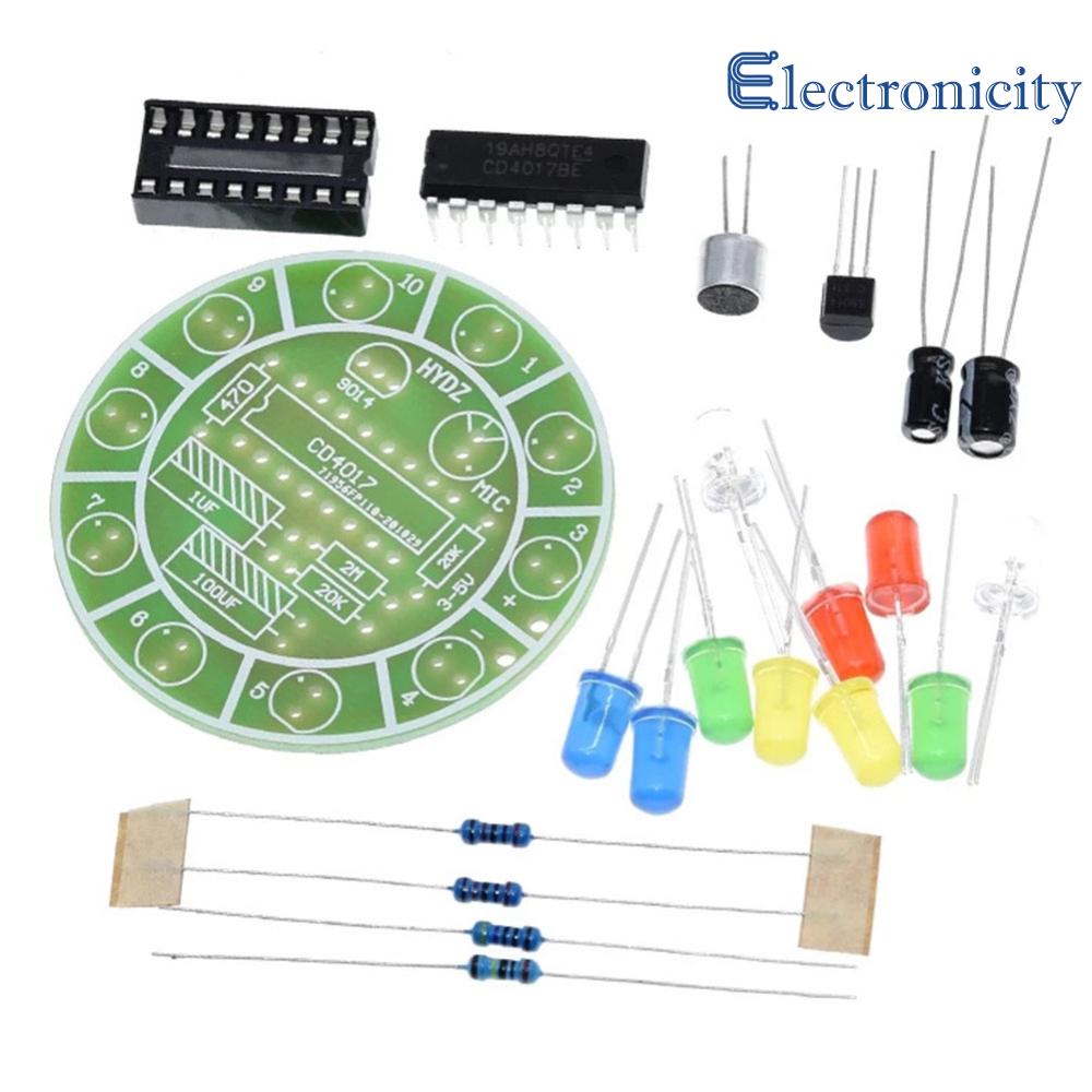 Cd4017 đầy màu sắc điều khiển bằng giọng nói xoay bộ đèn Led cho sinh viên phòng thí nghiệm