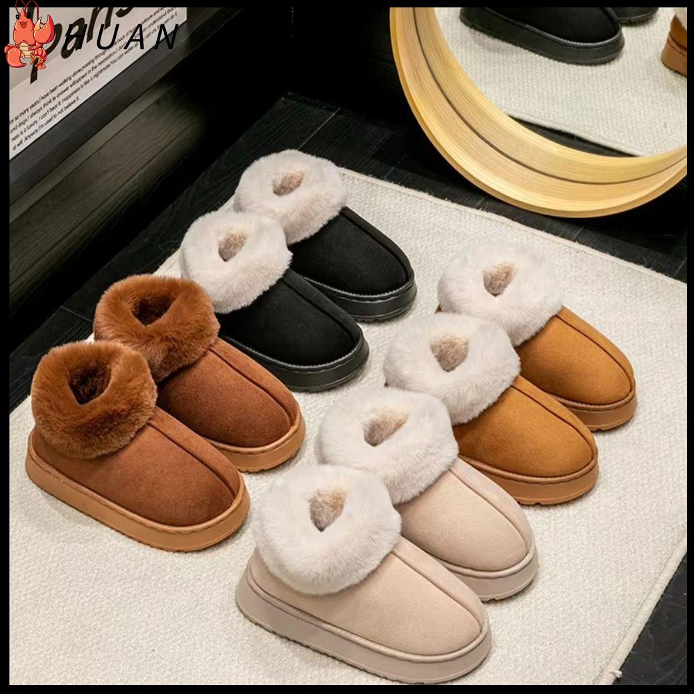 HUAN Mềm mại Giày tuyết Đồ nhồi bông Lông thú giả Giày cotton  Ấm áp Giày nữ Mùa đông
