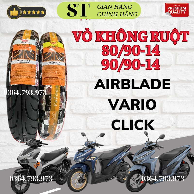 1 Cặp vỏ lốp không ruột xe airblade-vario-click-Vision...