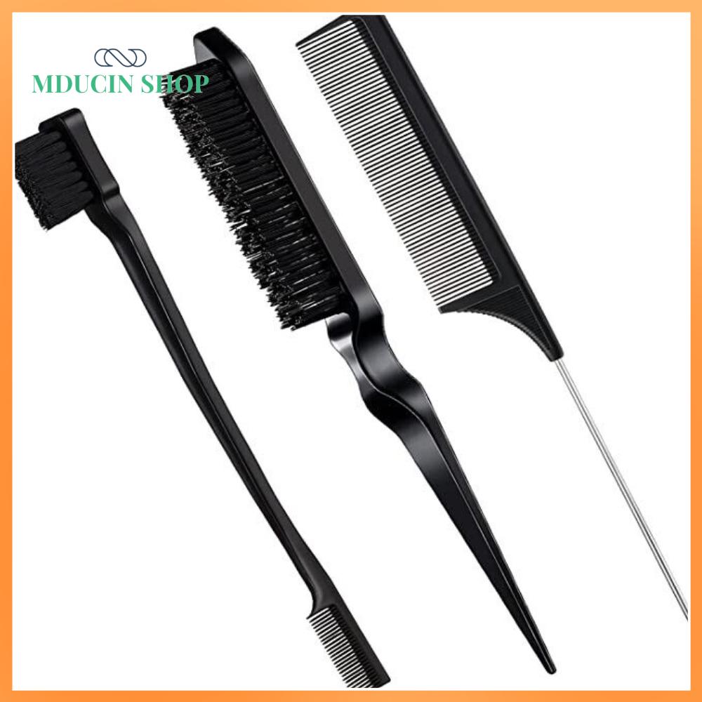MDUCIN SHOP 3Pcs Dụng cụ tạo kiểu Dành cho Cạnh sau Lược đuôi chuột Lược chải lông Bộ cọ trơn Cọ trêu chọc Chải chuốt
