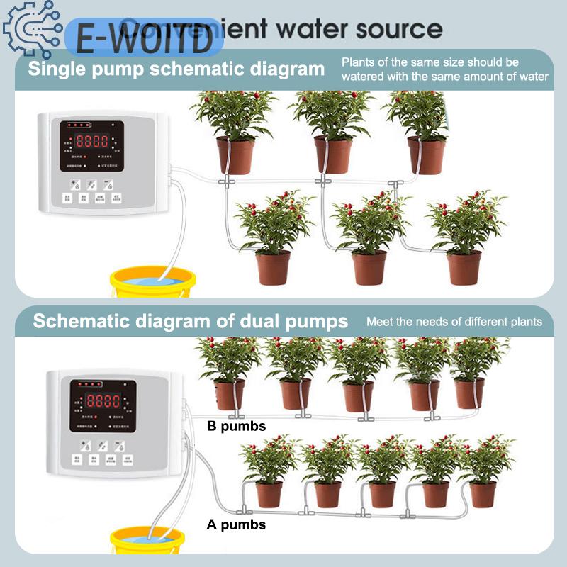 E-WOITD ระบบรดน้ำแบบหยดอัตโนมัติตั้งเวลาได้ปั๊มน้ำพลังงานแสงอาทิตย์จอแสดงผลแบบดิจิตอล ราคา 915 บาท*ส่งฟรี