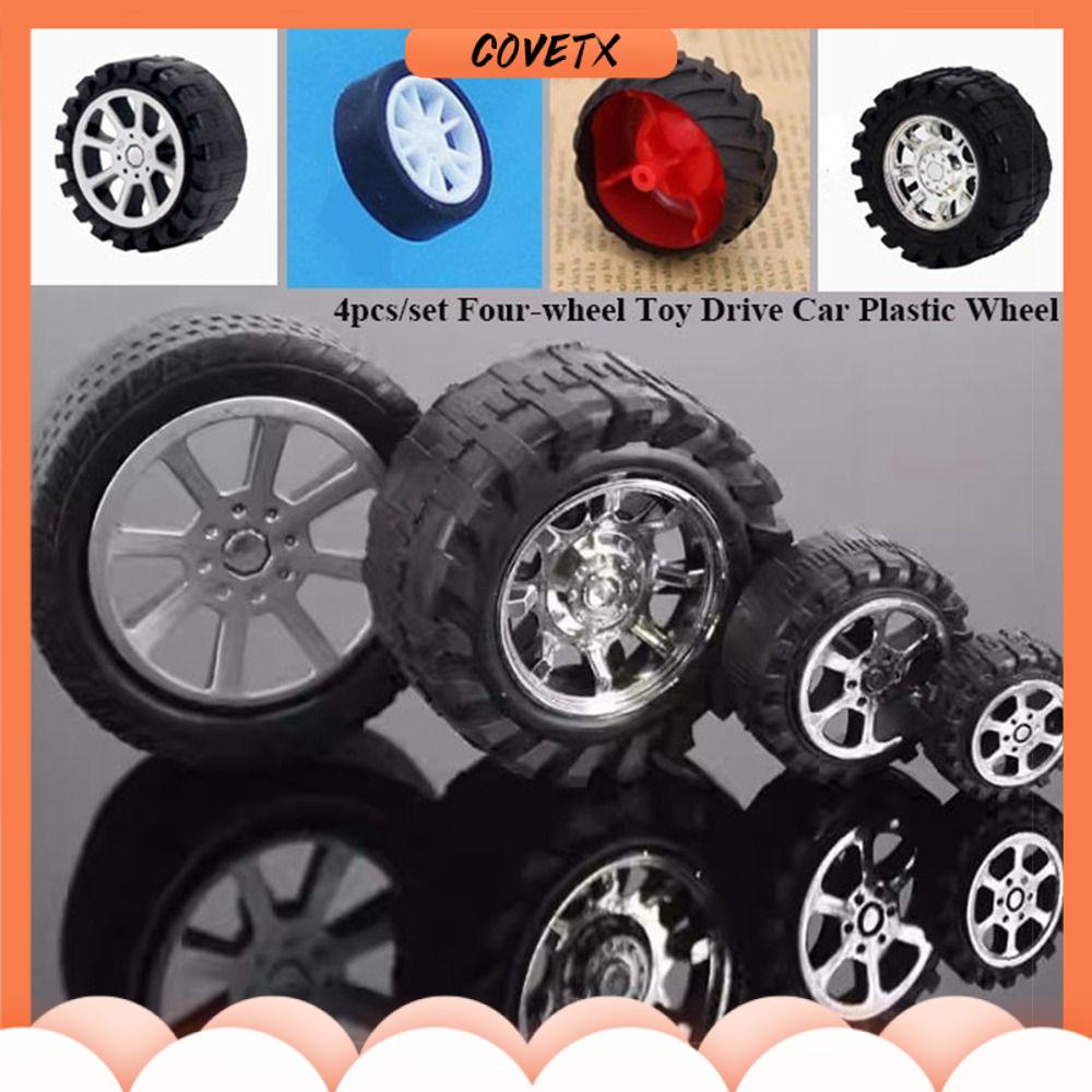 COVETX Đen Đồ chơi bốn bánh Đường kính 30 lỗ 2mm Bộ phận đồ chơi tự làm Bánh xe nhựa Chất lượng cao Phụ kiện Bánh xe lái