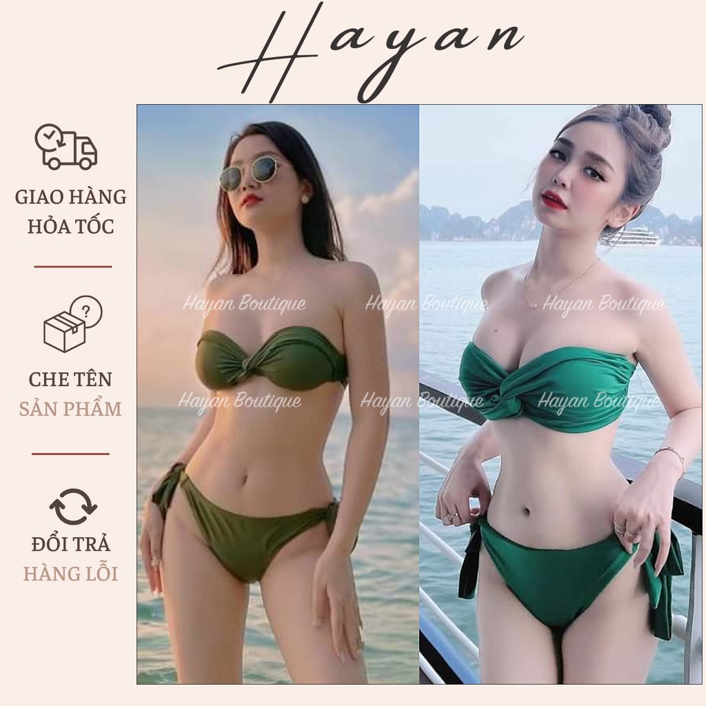 BiKI2 Set bikini 2 mảnh dây xoắn ngực gợi cảm, bộ đồ bơi đi biển đơn giản sang chảnh BiKI2