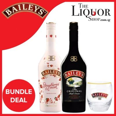 Baileys Strawberry & Cream 700ML + Baileys Irish Cream 700ml FREE Baileys Glass