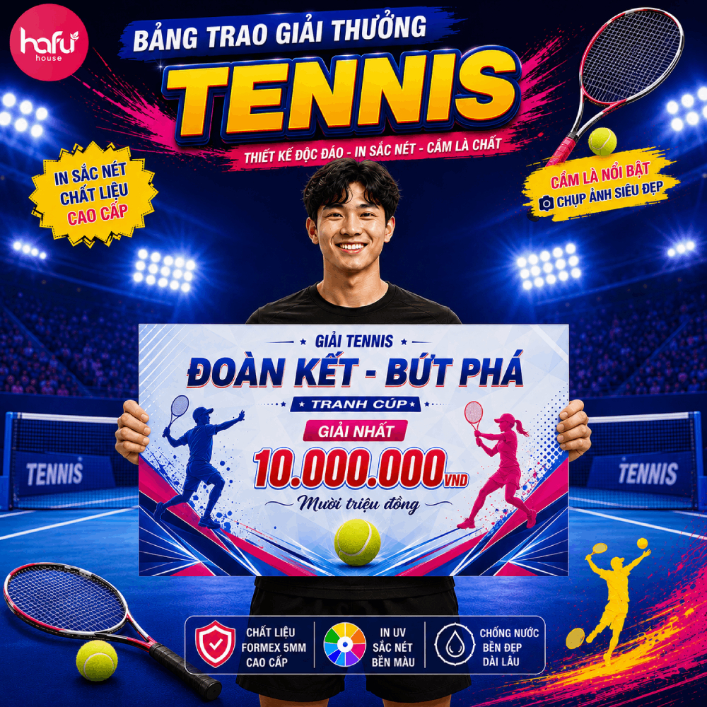 Bảng Trao Giải Tennis Cầm Tay Formex 5mm In UV Sắc Nét – Bảng Giải Thưởng Chụp Ảnh Sự Kiện