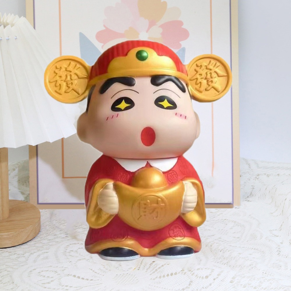 GUOMEN Thần Tài Heo đất Shin-Chan bút chì màu Bể tiết kiệm Mô hình nhân vật Hộp đựng bút chì Shin ch