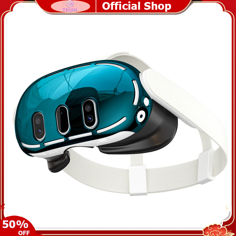 TEQIN toy new VR Headset Protective Case PC Protective Shell Goggles Protection Colorful VR Gaming Accessories Preventing Dust Collisions Scratches Skin Compatible For Meta Quest 3 VR Headset ราคา 103 บาท*ส่งฟรี
