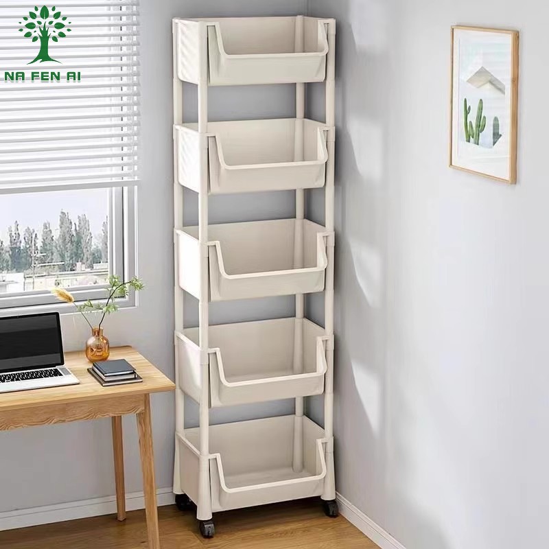 Bookshelf removable storage rack floor-standing children's toy storage shelf kitchen household snack trolley storage cabinet