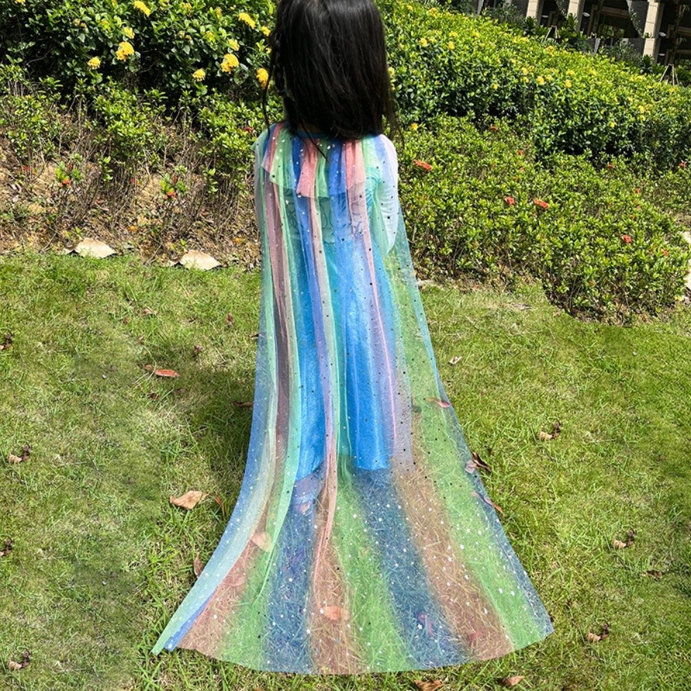 YIWEN Đồ trang trí sequin Áo choàng công chúa cho bé gái Dễ thương Lưới Áo choàng đầm thanh lịch  Ngọt ngào Áo choàng trang phục trẻ em Tiệc lễ hội - 4
