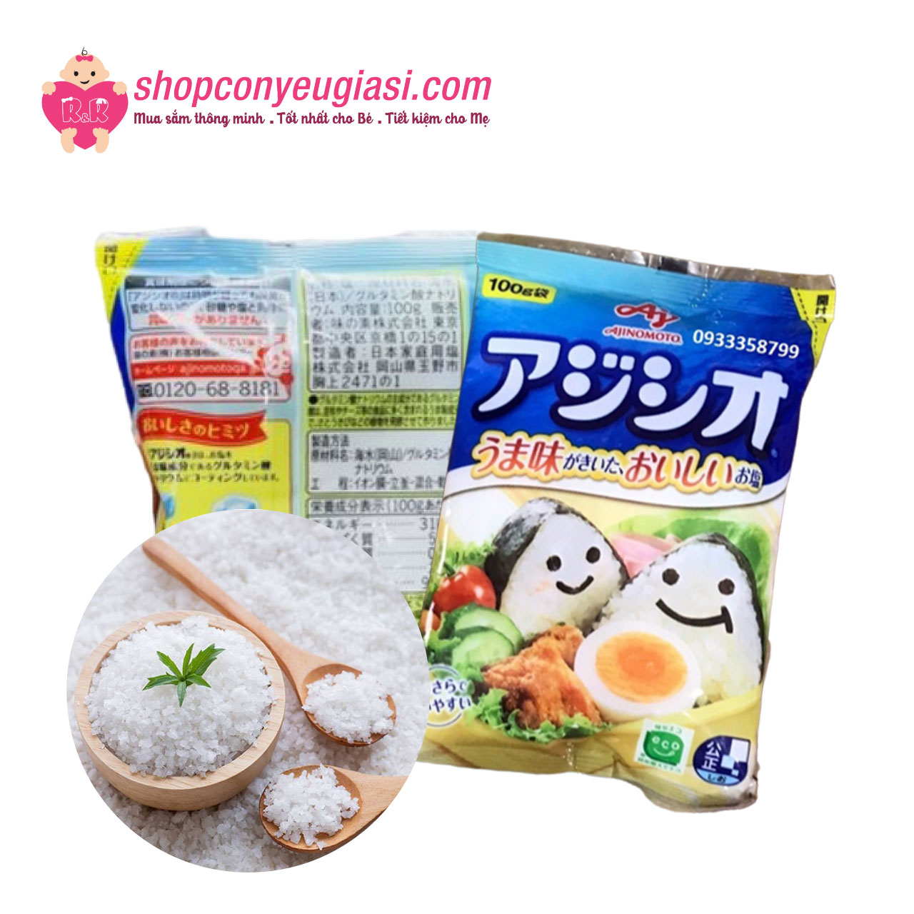 Muối giảm mặn 50% ajinomoto nhật bản cho bé từ 8 tháng tuổi túi 100g