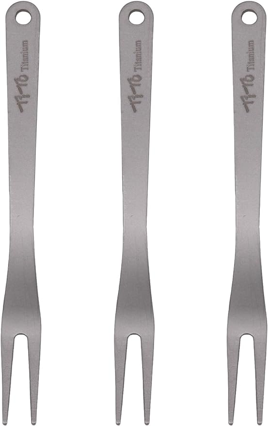 3 Pcs Tito Titnium Fruit Forks Set, Portable Ultralight Cocktail Salad Cake Tasting Dessert Fork Kitchen Accessory for Wedding Party Travel ราคา 242 บาท*ส่งฟรี