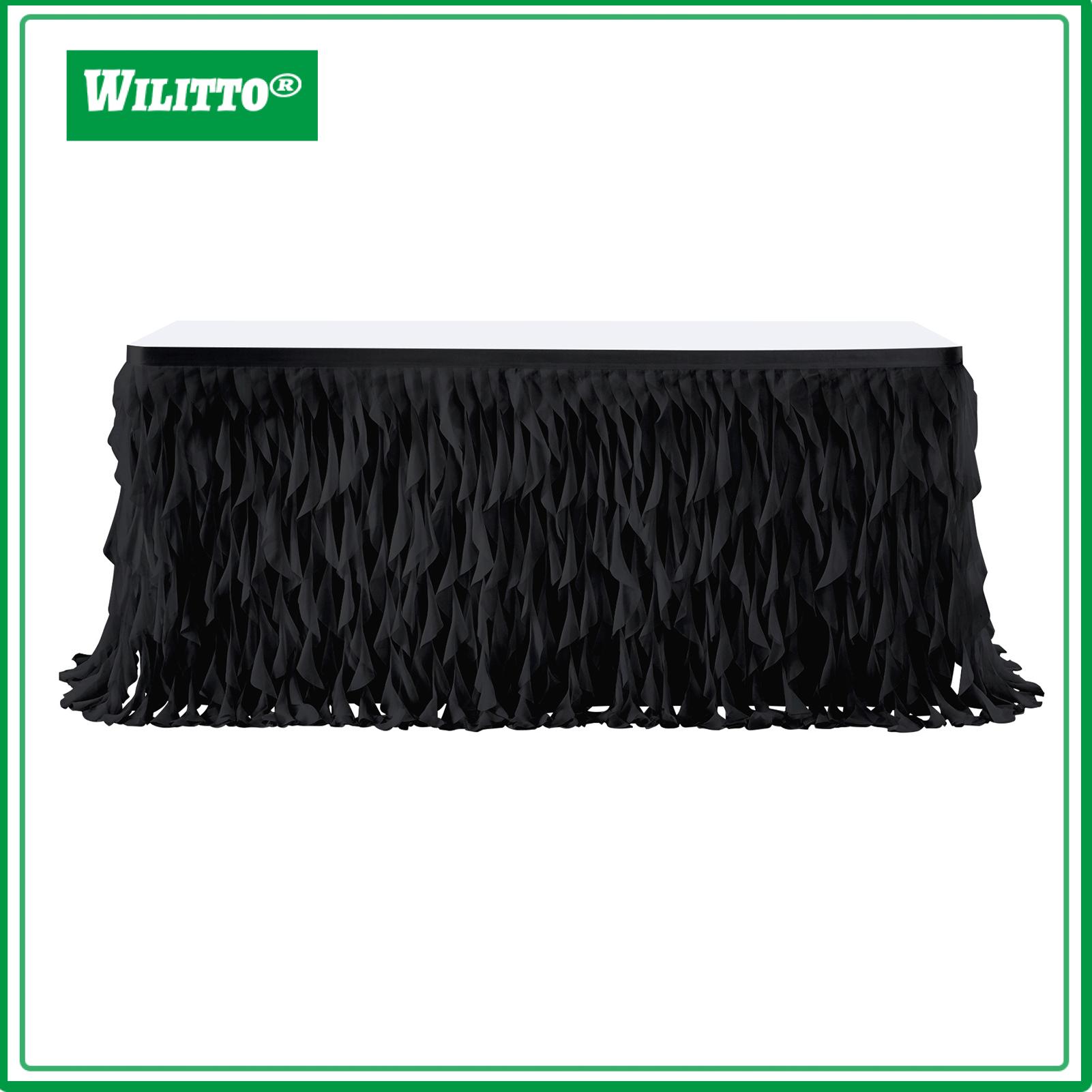 Reusable Table Skirt Pleated Table Skirt Curly Willow Ruffle Table Skirt for 6ft Rectangle Round Tables – Reusable Tablecloth for Baby Shower Birthday Wedding Party Candy Cake Tables Decoration ราคา 732 บาท*ส่งฟรี