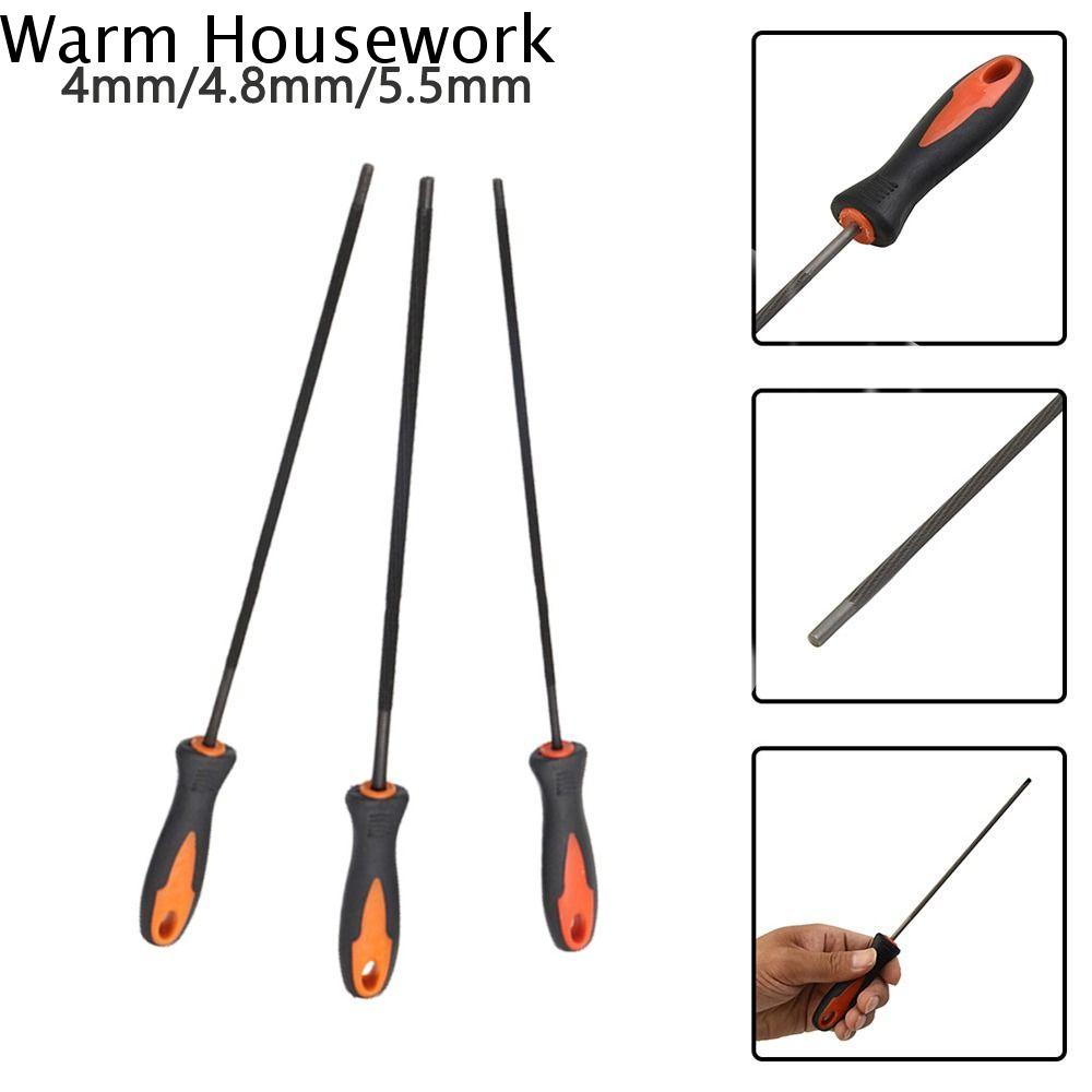 WARM HOUSEWORK Đánh bóng Giũa tròn Cưa Xích Khắc Mài Giũa cưa 4mm/4.8mm/5.5mm Dụng cụ mài thép Giũa Cưa Xích Gia công gỗ