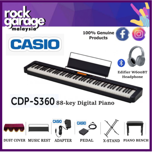 Casio CDP-S360 88-key Digital Piano with Keyboard Stand, Bench,  Edifier W600BT Headphone ( CDPS360 / CDP S360) Malaysia