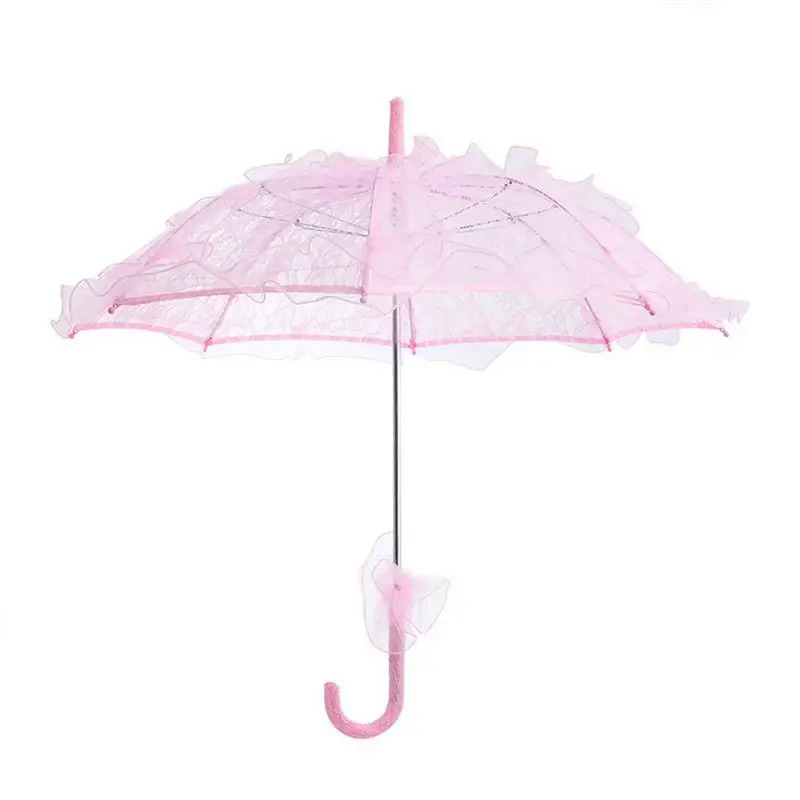 Phong cách phương Tây phong cách ô ren Fleur dù trang trí đám cưới cô dâu ô-Kích thước nhỏ (Màu Hồng)