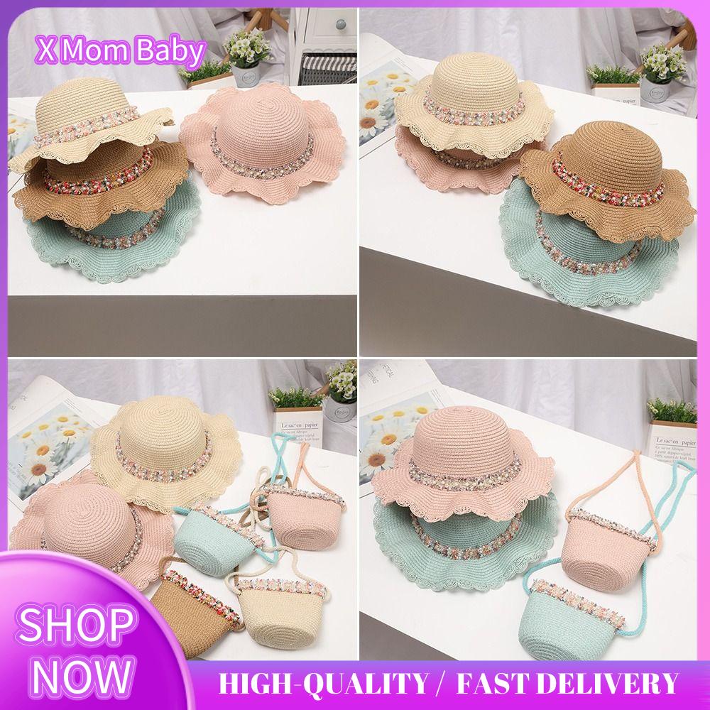 X MOM BABY Kids Hat With Handbag Bags Panama Hat Sun Visor Flower