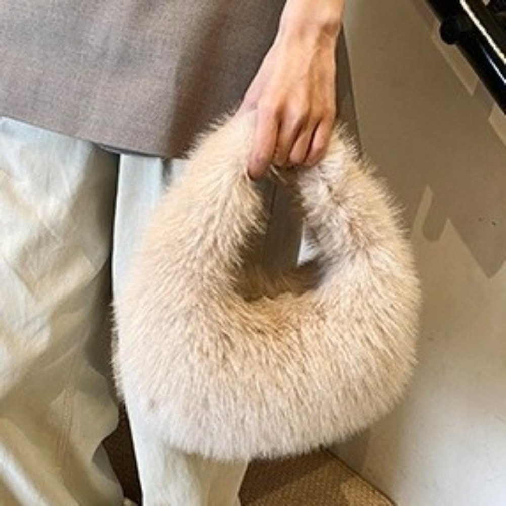 RUOANE Hình dạng nửa trăng Túi xách có kết cấu lông giả Thanh lịch Mềm mại Túi xách Xu hướng Nhẹ Túi xách cầm tay bằng nhung Mùa đông - 7