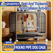 Large Metal Dog Cage with Bathroom Partition and Wheels