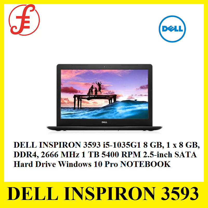 DELL INSPIRON 3593 i5-1035G1 8 GB, 1 x 8 GB, DDR4, 2666 MHz 1 TB 5400 RPM 2.5-inch SATA Hard Drive Windows 10 NOTEBOOK